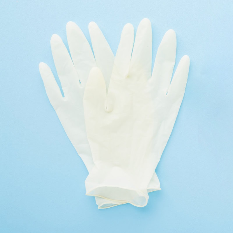 Disposable rubber examination gloves
